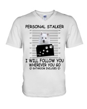 Personal Stalker American Eskimo V-Neck T-Shirt tile