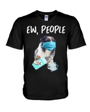 Ew People Dog Wearing A Face Mask Aussie V-Neck T-Shirt tile