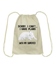 I have plans with my dog Samoyed Drawstring Bag tile