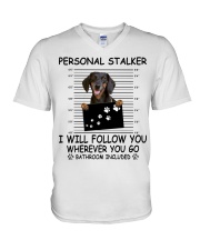 Personal Stalker Dachshund V-Neck T-Shirt tile