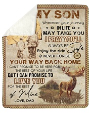 Wherever Your Journey In Life Deer Dad To Son Sherpa Fleece Blanket tile