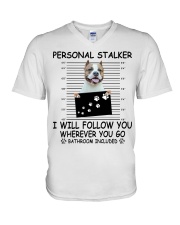 Personal Stalker American Staffordshire Terrier V-Neck T-Shirt tile