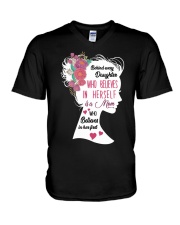 Behind Every Daughter Is a Mom To Daughter 3 V-Neck T-Shirt tile
