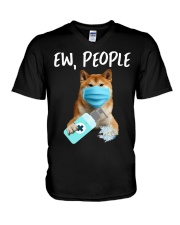 Ew People Dog Wearing A Face Mask Shiba inu V-Neck T-Shirt tile