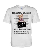 Personal Stalker Pitbull V-Neck T-Shirt tile