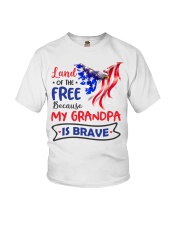 Eagle Land Of The F-ree Bcuz My Grandpa Is Brave Youth T-Shirt front