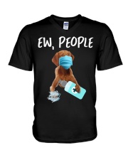 Ew People Dog Wearing A Face Mask Vizsla V-Neck T-Shirt tile