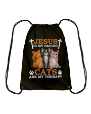 Jesus Is My Savior Cats Are My Therapy Drawstring Bag tile