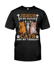 Jesus Is My Savior Cats Are My Therapy Classic T-Shirt front