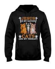 Jesus Is My Savior Cats Are My Therapy Hooded Sweatshirt tile