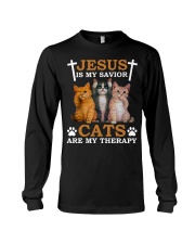 Jesus Is My Savior Cats Are My Therapy Long Sleeve Tee tile