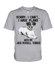 I have plans with my dog Jack Russell Terrier V-Neck T-Shirt tile