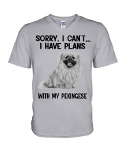 I have plans with my dog Pekingese V-Neck T-Shirt tile