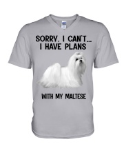 I have plans with my dog Maltese V-Neck T-Shirt tile