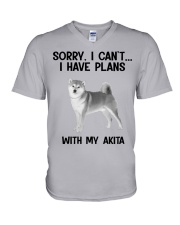 I have plans with my dog Akita V-Neck T-Shirt tile