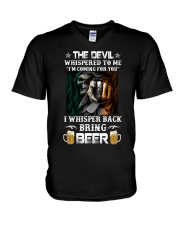 The Devil Whispered To Me I'm Coming For You Beer V-Neck T-Shirt tile