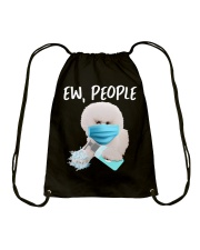 Ew People Dog Wearing A Face Mask Bichon Frise Drawstring Bag tile