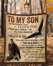 Never Forget That I Love You Dad To Son Fleece Blanket - 50" x 60" aos-coral-fleece-blanket-50x60-lifestyle-front-01b