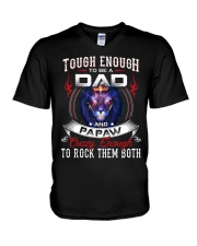 tough enough to be a dad and PAPAW V-Neck T-Shirt tile