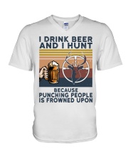 I Drink Beer And I Hunt Son To Dad V-Neck T-Shirt tile
