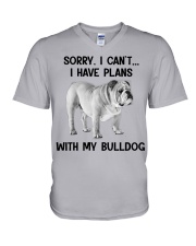 I have plans with bulldog V-Neck T-Shirt tile