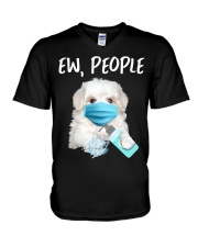 Ew People Dog Wearing A Face Mask Maltese V-Neck T-Shirt tile