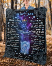 I Love You To The Moon And Back Mom To Son Fleece Blanket - 50" x 60" aos-coral-fleece-blanket-50x60-lifestyle-front-02c