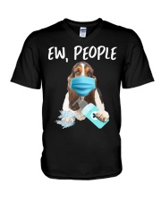 Ew People Dog Wearing A Face Mask Basset Hound V-Neck T-Shirt tile