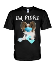 Ew People Dog Wearing A Face Mask Papillon V-Neck T-Shirt tile