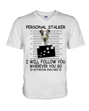 Personal Stalker Smooth Collie V-Neck T-Shirt tile