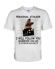 Personal Stalker German Shepherd V-Neck T-Shirt tile