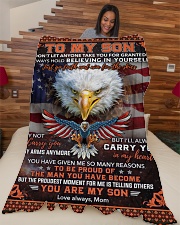 Don't Let Anyone Take You For Granted Eagle To Son Large Fleece Blanket - 60" x 80" aos-coral-fleece-blanket-60x80-lifestyle-front-04