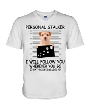 Personal Stalker Norfolk Terrier V-Neck T-Shirt tile