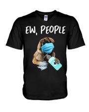 Ew People Dog Wearing A Face Mask Leonberger V-Neck T-Shirt tile