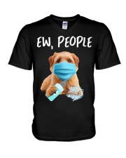 Ew People Dog Wearing A Face Mask Norfolk Terrier V-Neck T-Shirt tile