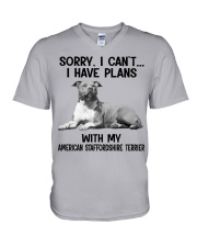 I have plans with my dog American Staffordshire V-Neck T-Shirt tile
