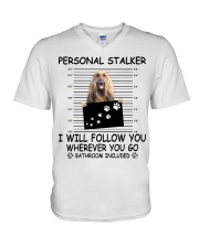 Personal Stalker Afghan Hound V-Neck T-Shirt tile