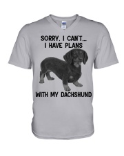 I have plans with my dog Dachshund V-Neck T-Shirt tile