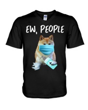 Ew People Dog Wearing A Face Mask akita V-Neck T-Shirt tile