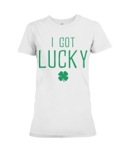 I Got Pregnant Lucky Premium Fit Ladies Tee tile