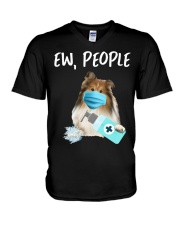 Ew People Dog Shetland Sheepdog V-Neck T-Shirt tile