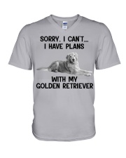 I have plans with my dog Golden Retriever V-Neck T-Shirt tile