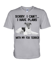 I have plans with my dog Fox Terrier V-Neck T-Shirt tile
