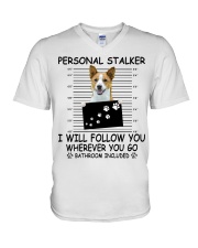 Personal Stalker Basenji V-Neck T-Shirt tile
