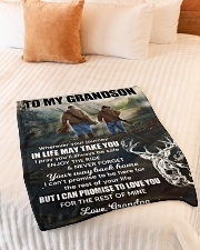 Wherever Your Journey In Life Deer To Grandson Small Fleece Blanket - 30" x 40" aos-coral-fleece-blanket-30x40-lifestyle-front-01