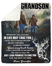 Wherever Your Journey In Life Deer To Grandson Sherpa Fleece Blanket tile
