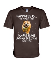 Bulldog happiness is the moment bulldog lovers V-Neck T-Shirt tile