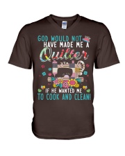 God made me a quilter Gift for you V-Neck T-Shirt tile