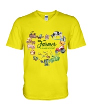 Farmer Work of heart Gift for you V-Neck T-Shirt tile