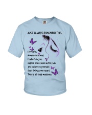 Butterfly just always remember insects bugs lover Youth T-Shirt tile